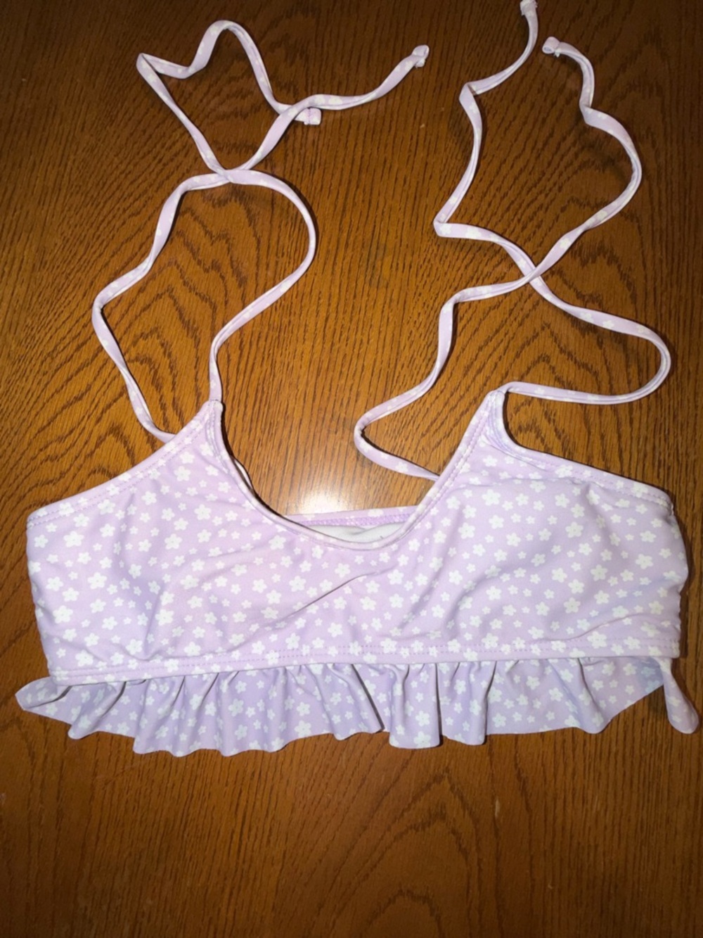 SHEIN Lilac Floral Ruffle Bikini Top